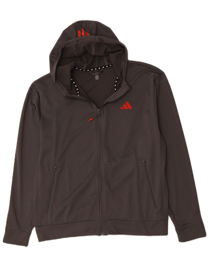 Suéter Adidas Masculino Aeroready Zip com capuz cinza médio poliéster