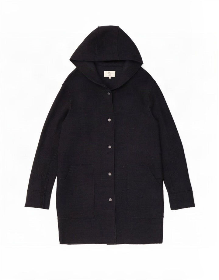 Sobretudo feminino Zara com capuz UK 12 médio azul marinho