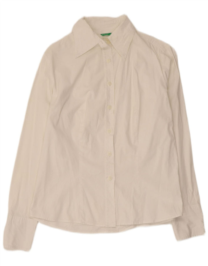 Camisa Benetton Mulher UK 14 Grande Branca