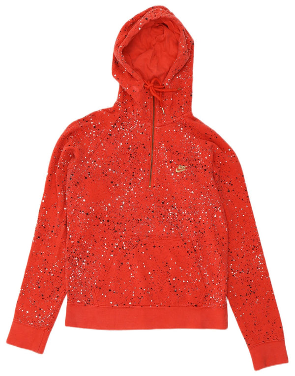 Jumper com capuz Nike feminino com zíper e gola UK 14 algodão manchado rosa médio