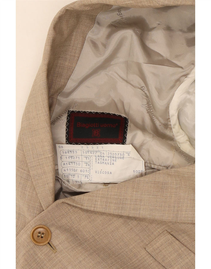 Jaqueta blazer masculina Biagiotti com 3 botões IT 48 lã virgem bege médio