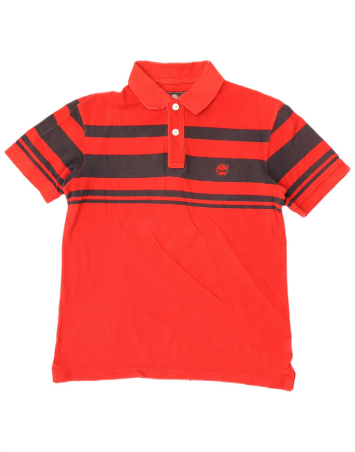 Camisa polo masculina Timberland Regular Fit médio listrado vermelho
