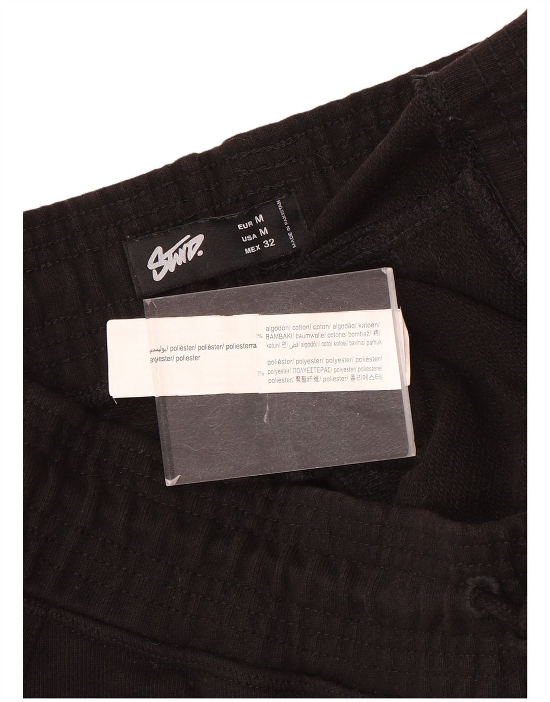 Pull & Bear Mens Sport Shorts Médio Algodão Preto