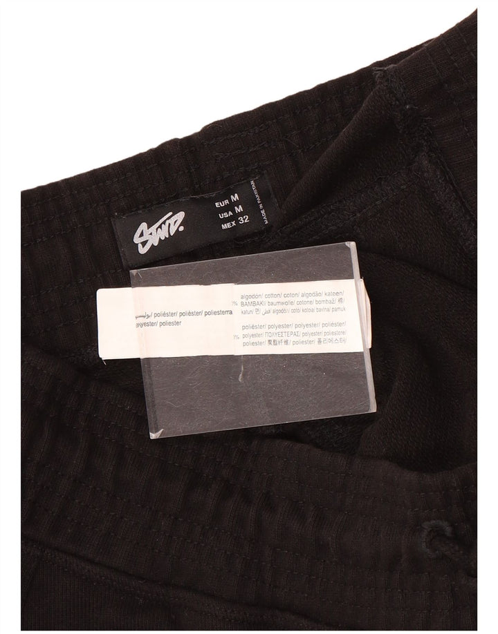 Pull & Bear Mens Sport Shorts Médio Algodão Preto