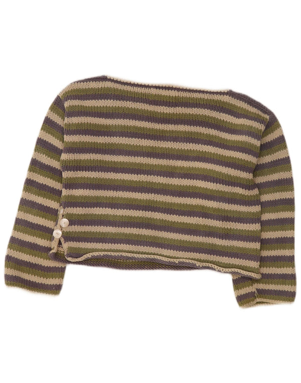 Suéter feminino PURE solto com gola canoa Reino Unido 10 pequeno multicolorido