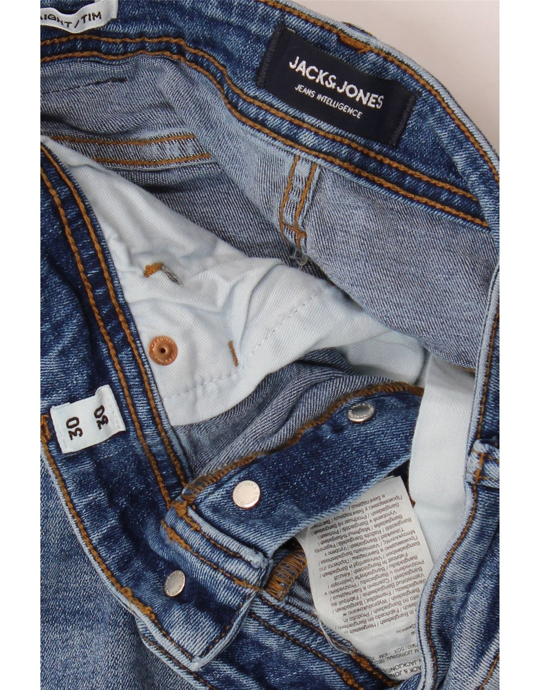 JACK & JONES Mens Tim Straight Jeans  W30 L30 Blue Cotton Vintage Jack & Jones and Second-Hand Jack & Jones from Messina Hembry 