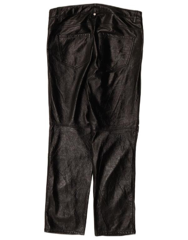 Zara Calça feminina reta de couro sintético pequena W26 L27 preta