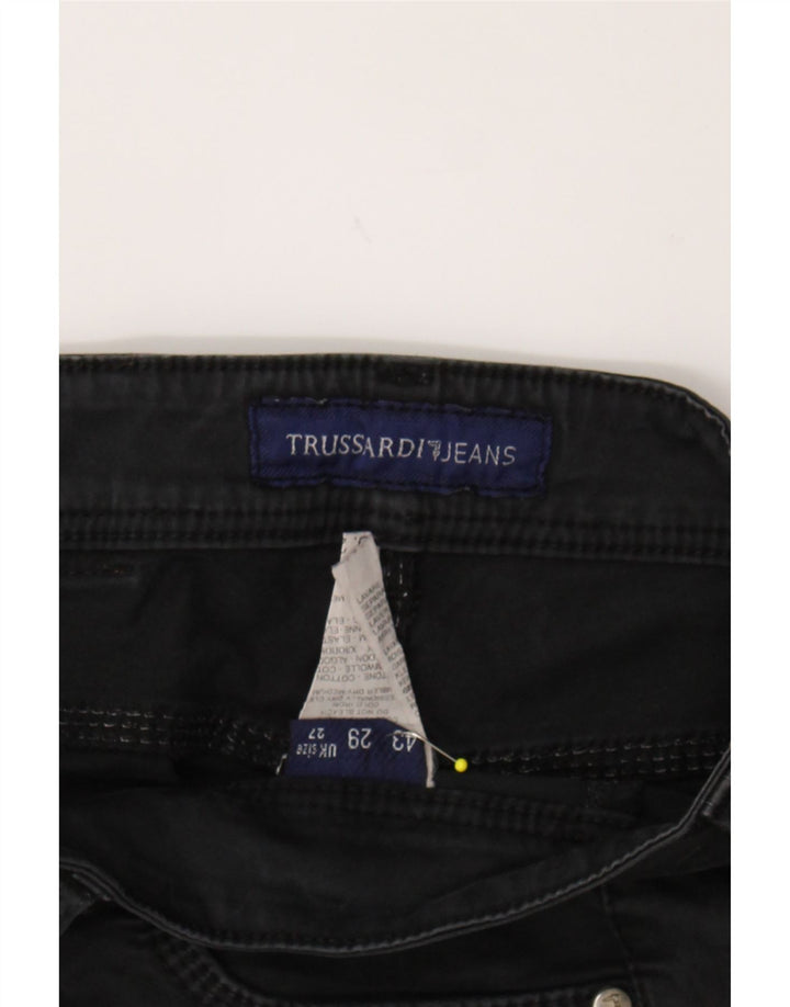 TRUSSARDI Womens Slim Casual Trousers W27 L29 Black Cotton Vintage Trussardi and Second-Hand Trussardi from Messina Hembry 
