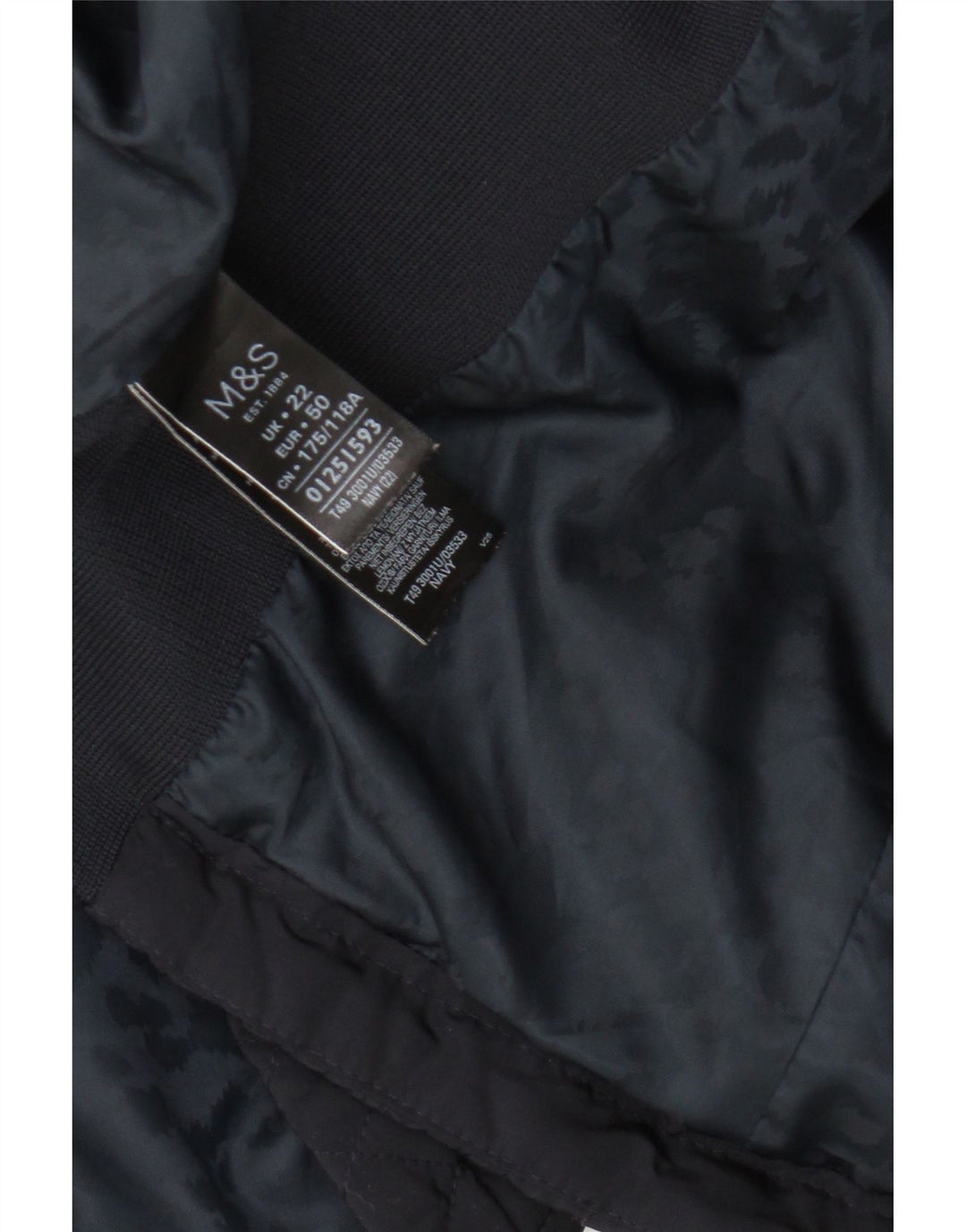 Jaqueta acolchoada feminina Marks & Spencer UK 22 3XL poliéster azul marinho