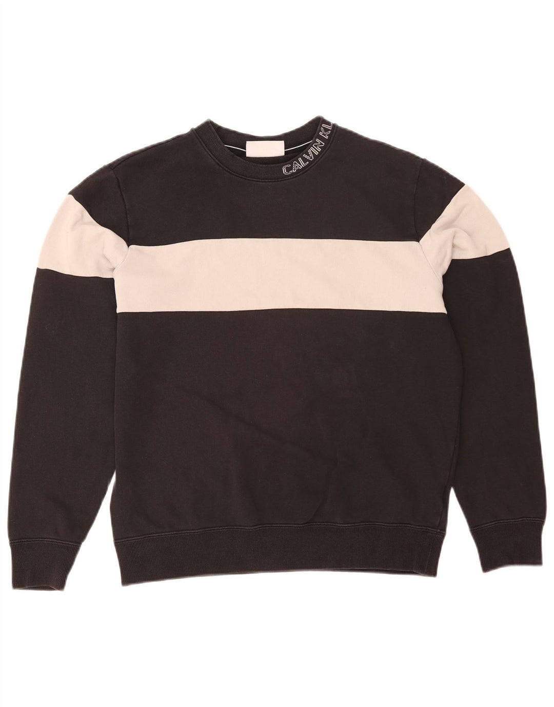 Calvin Klein Jeans moletom gráfico masculino jumper médio preto colorblock