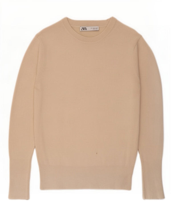Suéter feminino Zara com gola canoa UK 14 grande off white