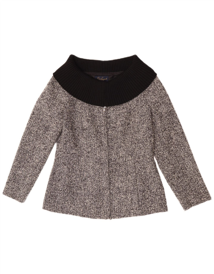 Jaqueta blazer feminina Luisa Spagnoli IT 46 grande lã manchada cinza