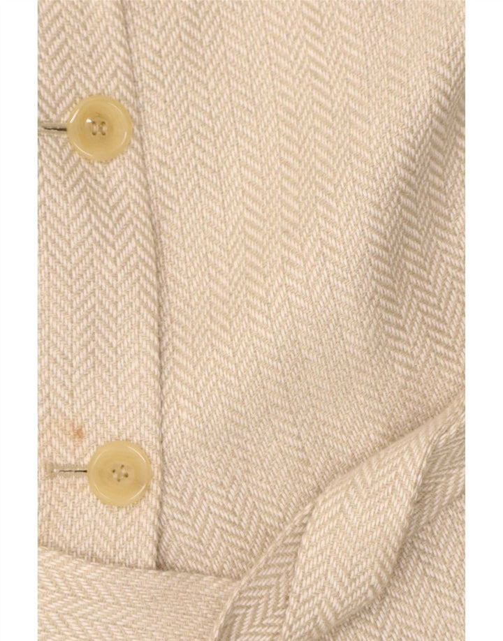 Sobretudo feminino Elegance UK 12 linho espinha de peixe bege médio