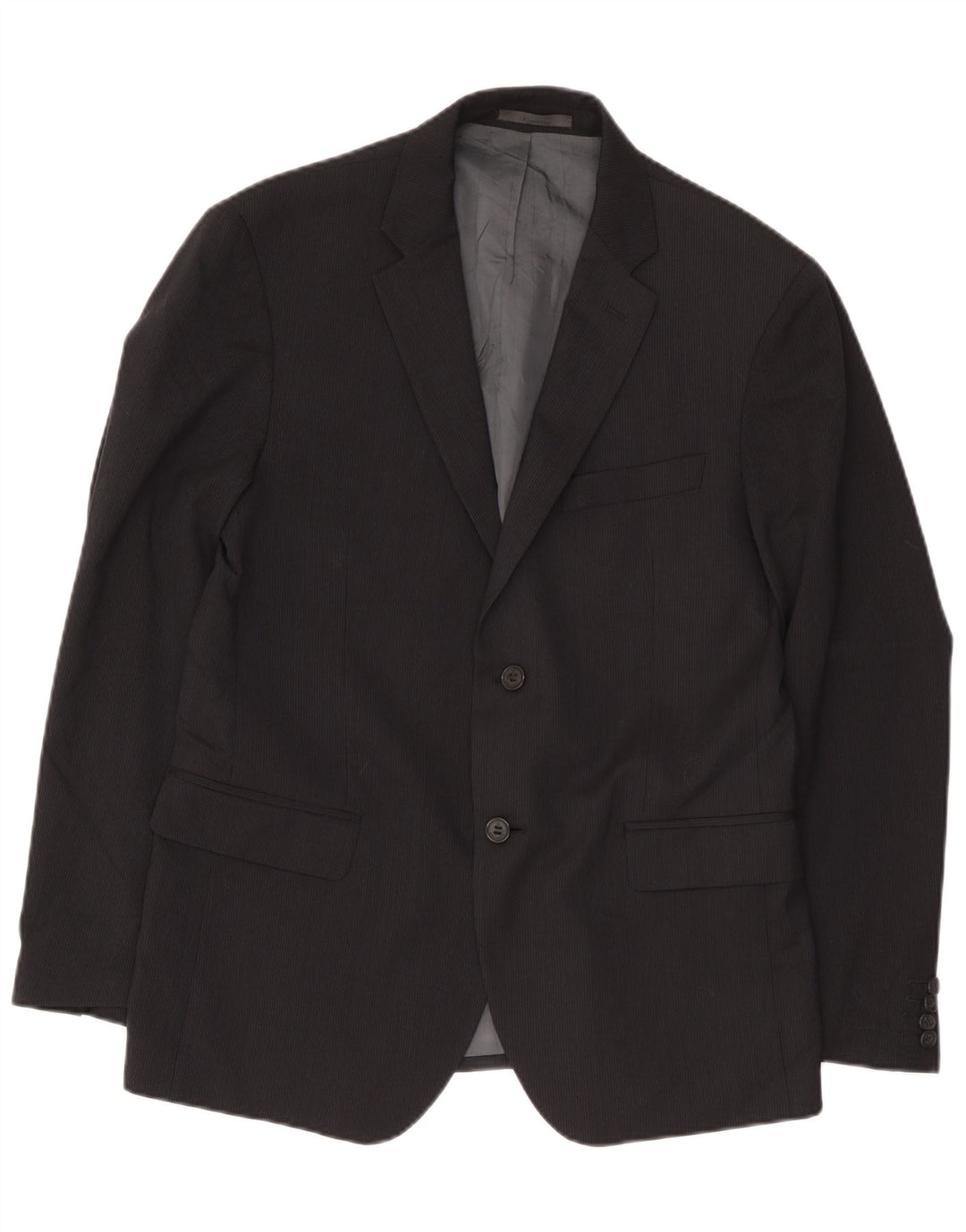 Jaqueta Blazer Masculina Calvin Klein com 2 Botões IT 52 XL Lã Risca de Giz Preta