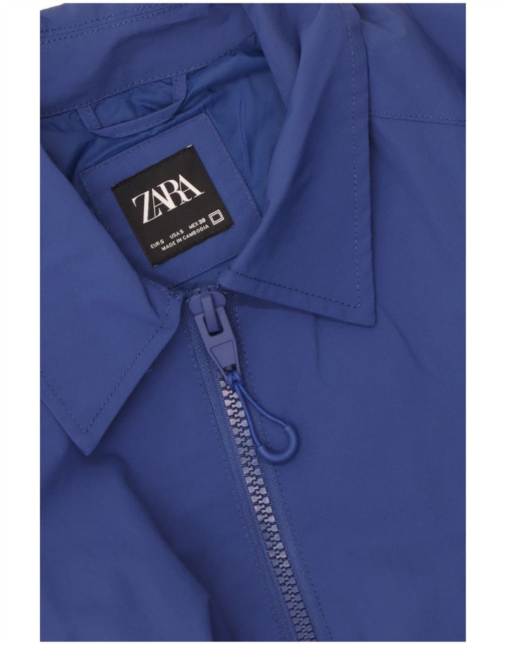 Zara Mens Graphic Bomber Jacket Reino Unido 36 Pequeno Azul