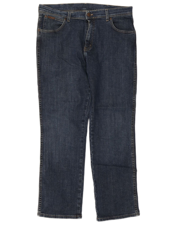 Wrangler Masculino Texas Stretch Straight Jeans W36 L30 Azul Algodão