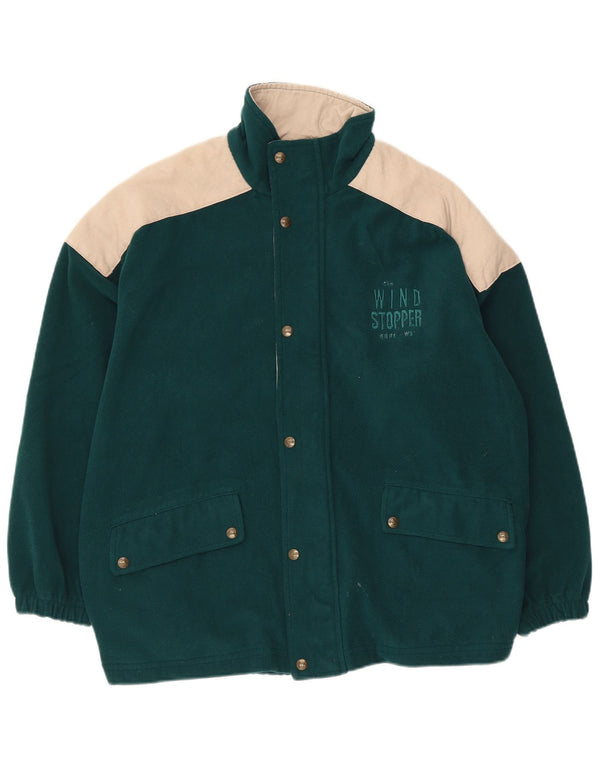 Jaqueta masculina vintage gráfica solta de lã UK 36 bloco colorido verde pequeno