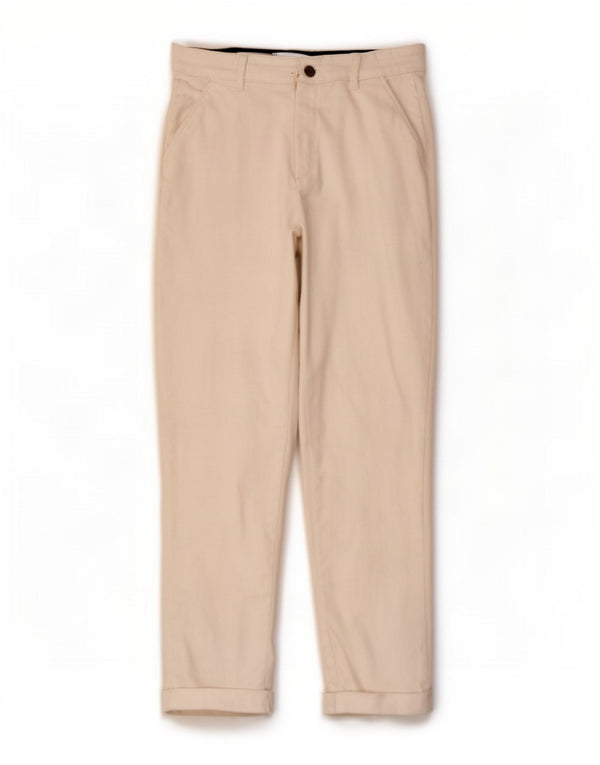 Calça Chino Reta Feminina Crew Clothing UK 10 Pequena W26 L28 Branca
