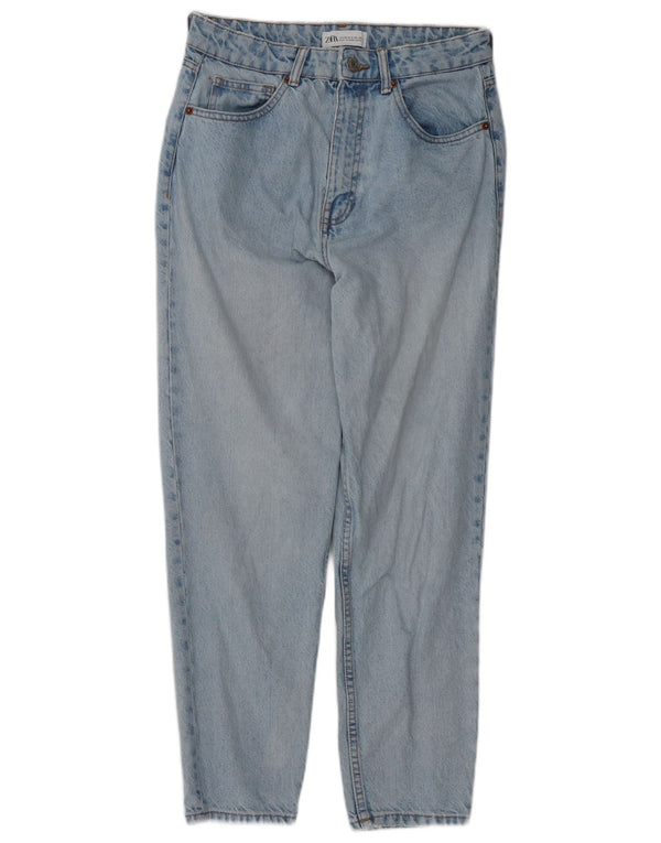 Zara Jeans feminino cintura alta cônico UE 38 pequeno W28 L27 algodão azul