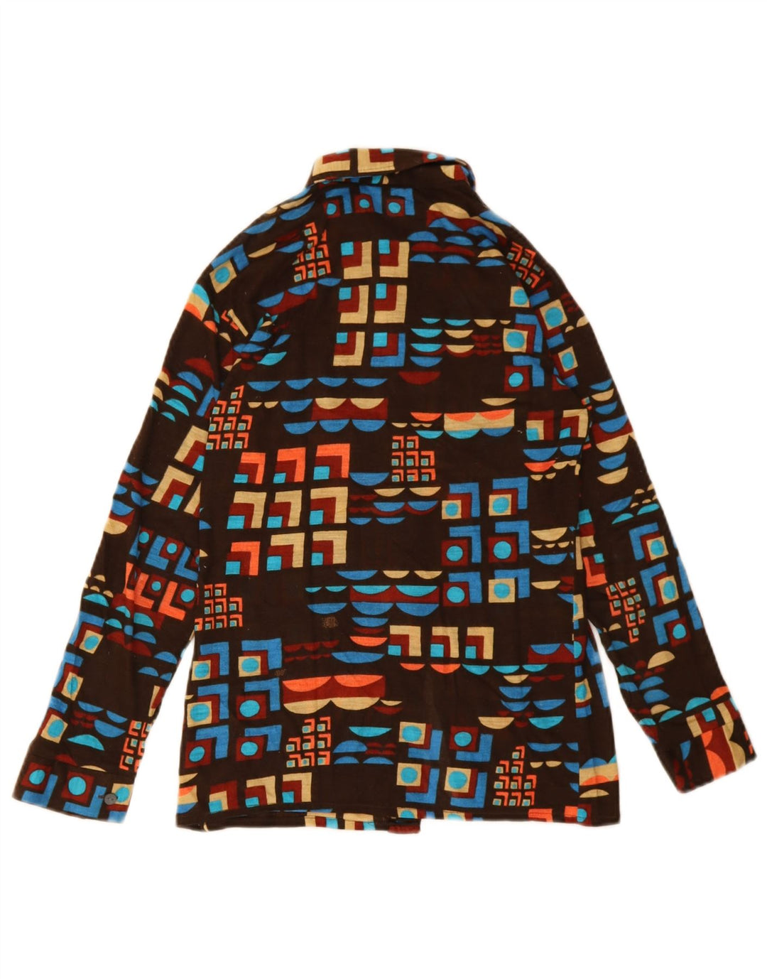 Camisa Vintage Menino 11-12 Anos Marrom Poliacrílico Geométrico
