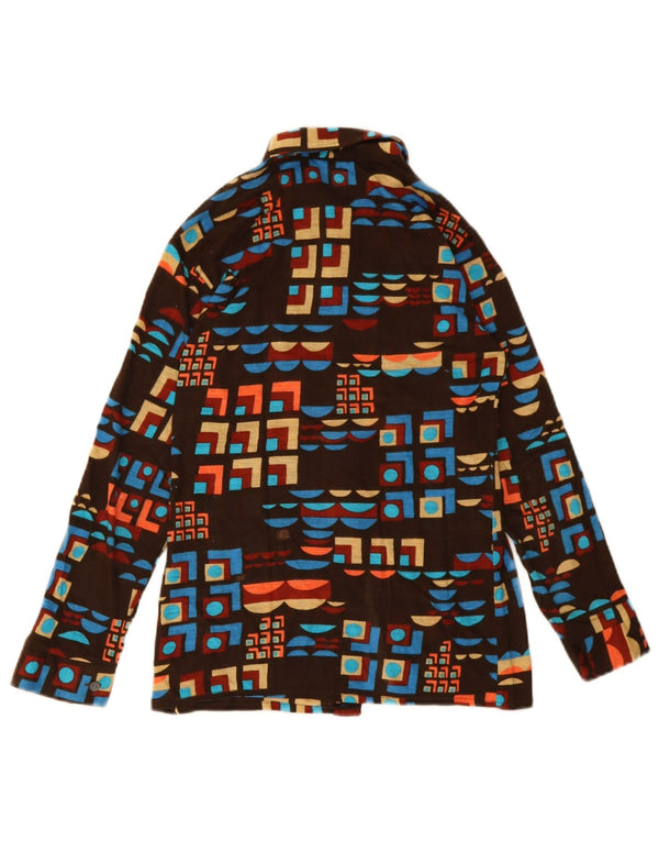 Camisa Vintage Menino 11-12 Anos Marrom Poliacrílico Geométrico