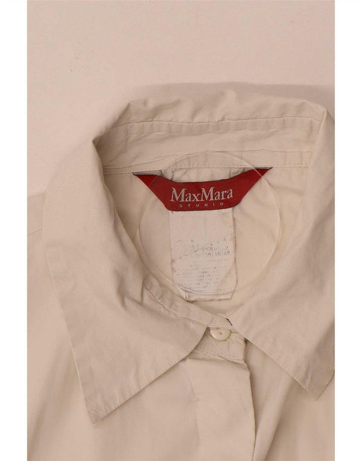 Max Mara Blusa Camisa Feminina UK 16 Grande Branca