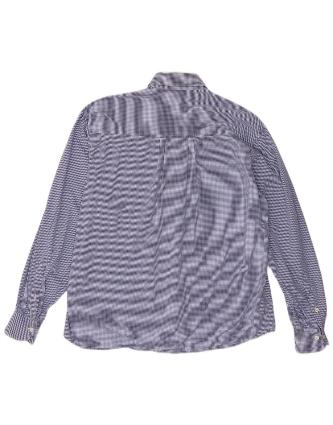 Camisa regular feminina de manga comprida Emmanuel Schvili Reino Unido 18 XL azul guingão