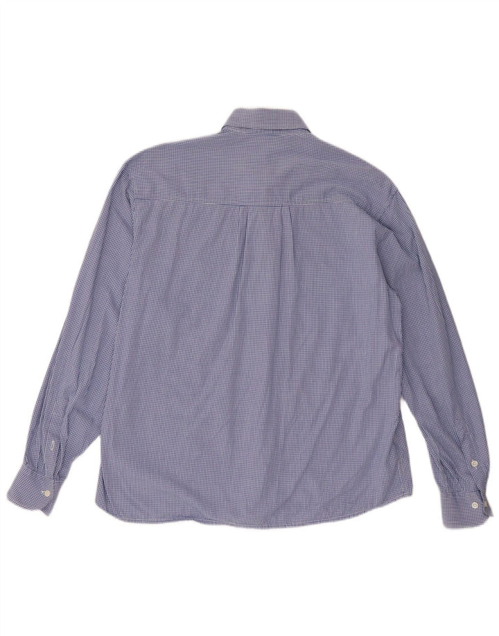 Camisa regular feminina de manga comprida Emmanuel Schvili Reino Unido 18 XL azul guingão