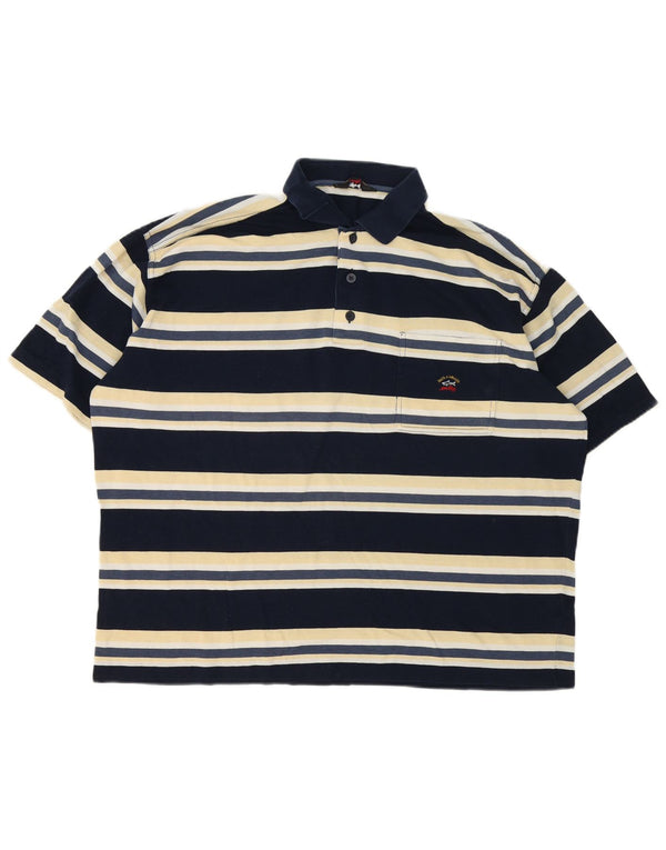 Camisa polo masculina Paul & Shark 2XL algodão listrado azul marinho