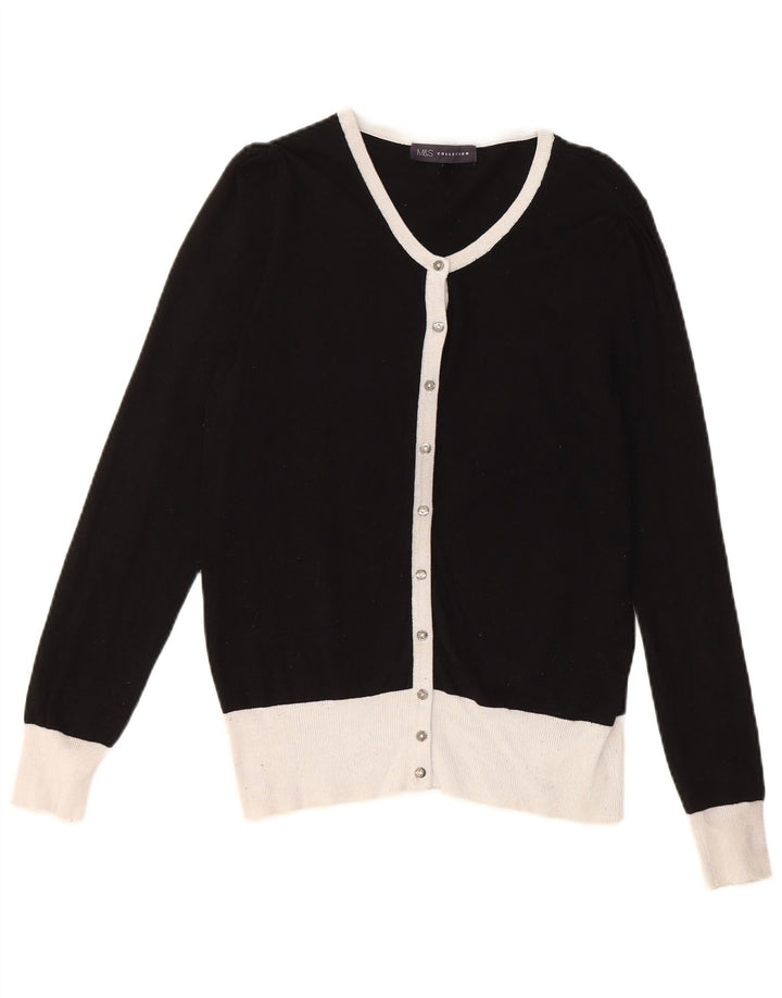 Suéter cardigã feminino Marks & Spencer UK 10 Samll preto colorblock