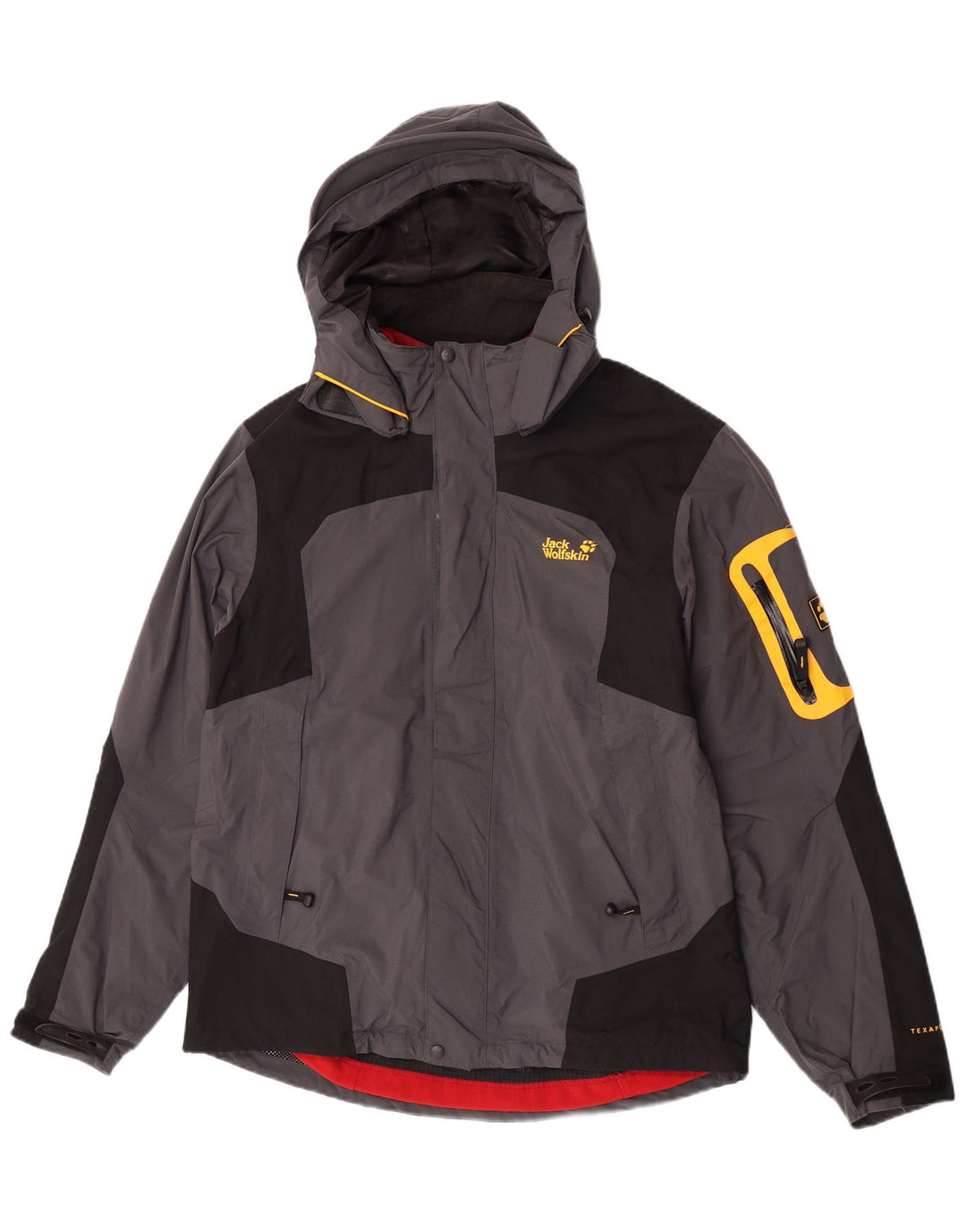 Jaqueta corta-vento masculina Jack Wolfskin UK 40/42 grande bloco cinza