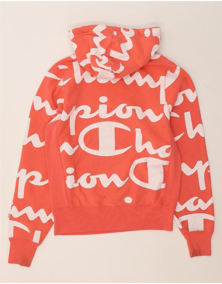 CHAMPION Mens Graphic Hoodie Jumper Small Orange Cotton Vintage Champion and Second-Hand Champion from Messina Hembry 