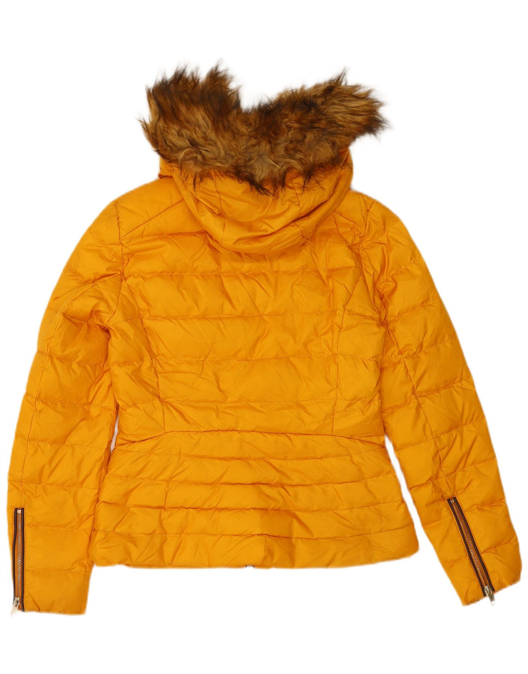 Jaqueta acolchoada com capuz feminina Zara UK 10 poliéster amarelo pequeno