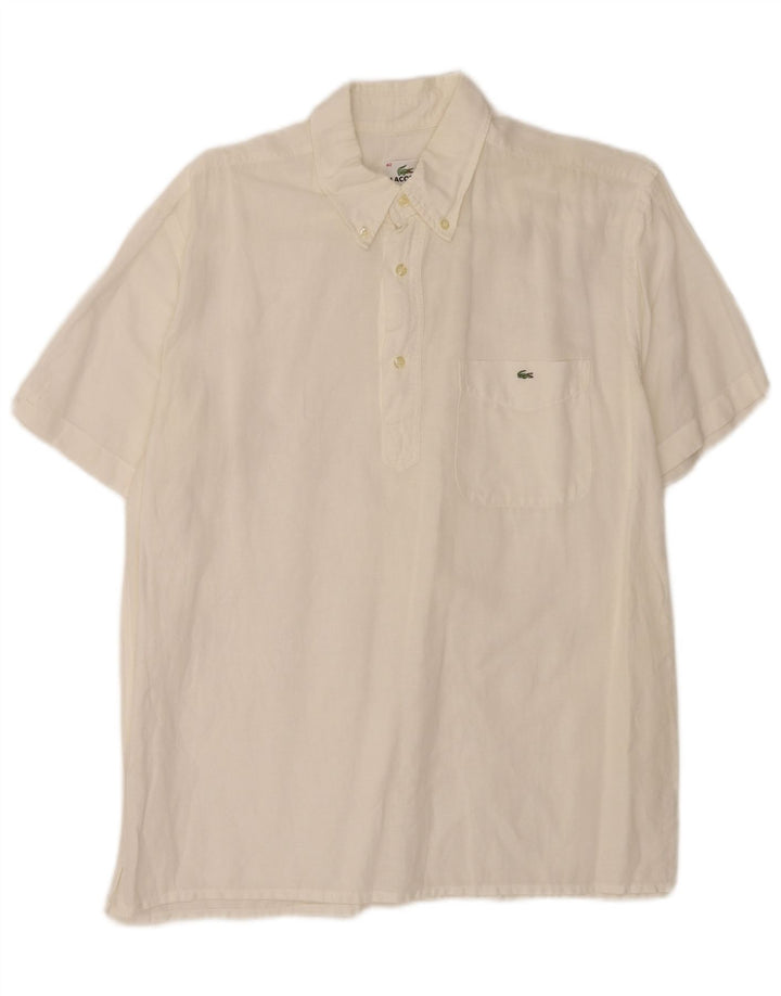 Pulôver masculino de manga curta Lacoste tamanho 42 grande linho branco