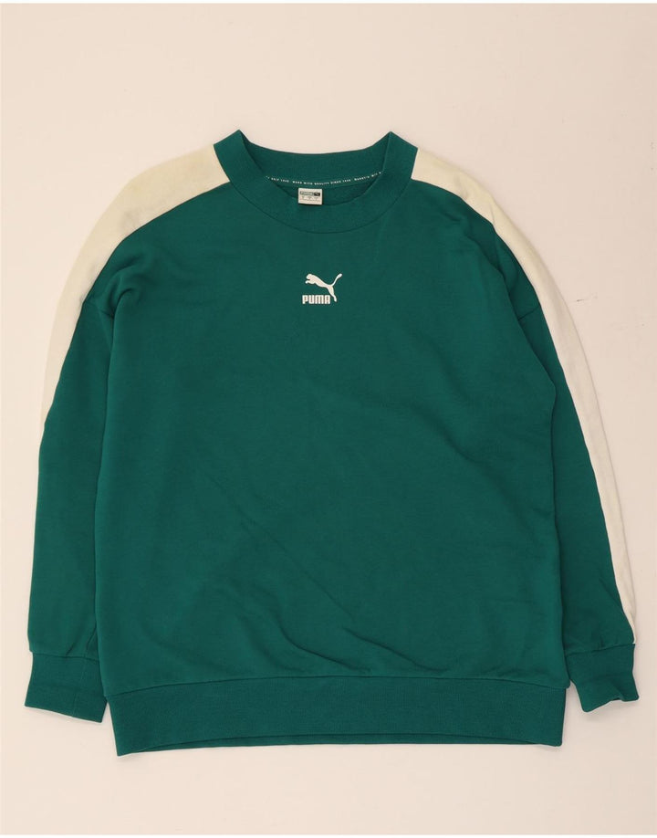Puma moletom masculino jumper pequeno verde colorblock algodão