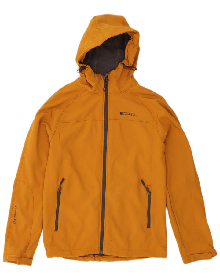 Jaqueta corta-vento encapuçado masculina do armazém da montanha poliéster amarelo Reino Unido 34 XS