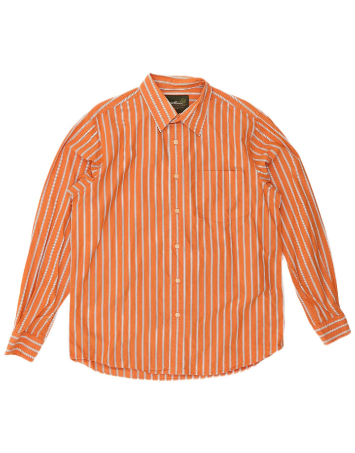 Camisa masculina EDDIE BAUER de algodão listrado laranja médio
