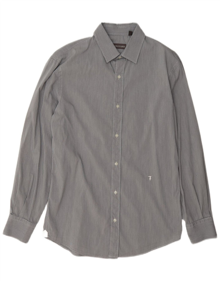 Camisa masculina Trussardi tamanho 39 cinza médio Houndstooth