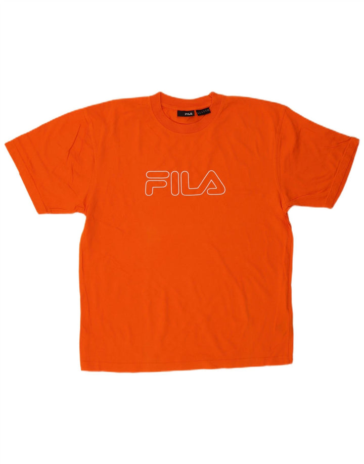 Camiseta masculina gráfica FILA Top médio algodão laranja