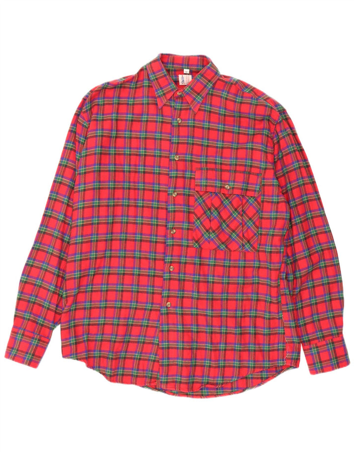 Camisa masculina de flanela cross country médio vermelho xadrez algodão