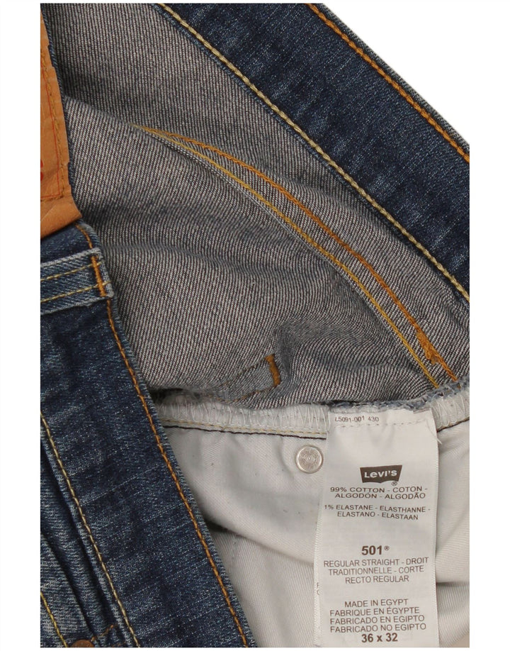 Levi's Masculino 501 Straight Jeans W36 L32 Azul Algodão