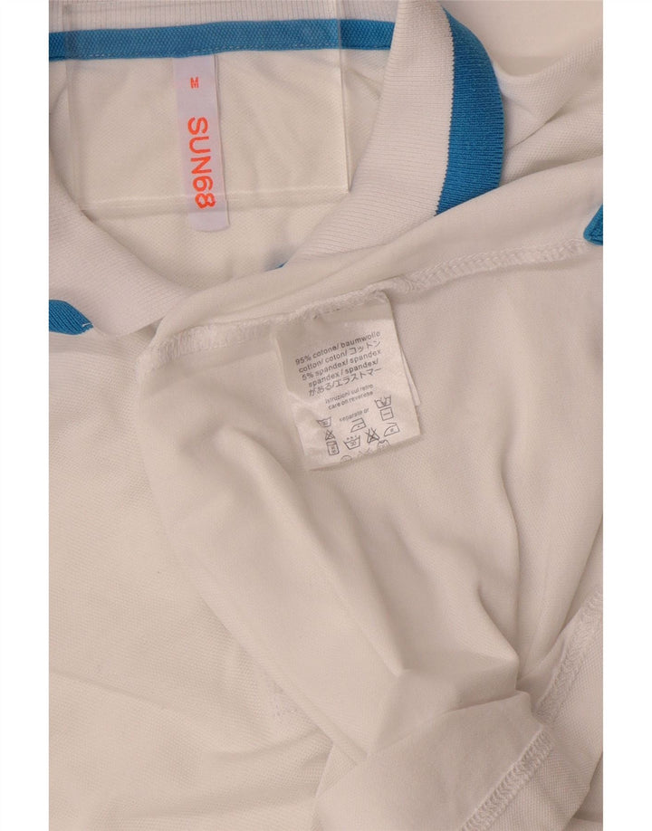 Camisa polo masculina Sun68, algodão colorblock branco médio