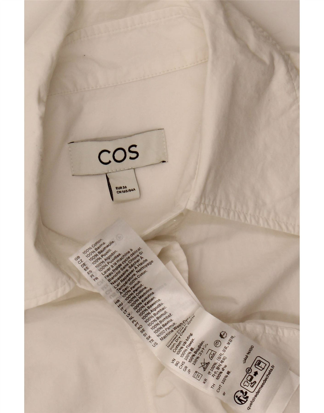 Cos Camisa Feminina Oversized EU 36 Pequeno Algodão Branco