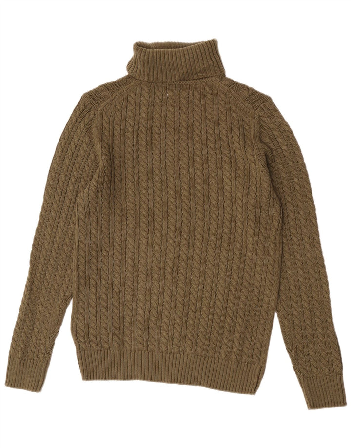 Suéter vintage masculino com gola redonda e algodão verde médio
