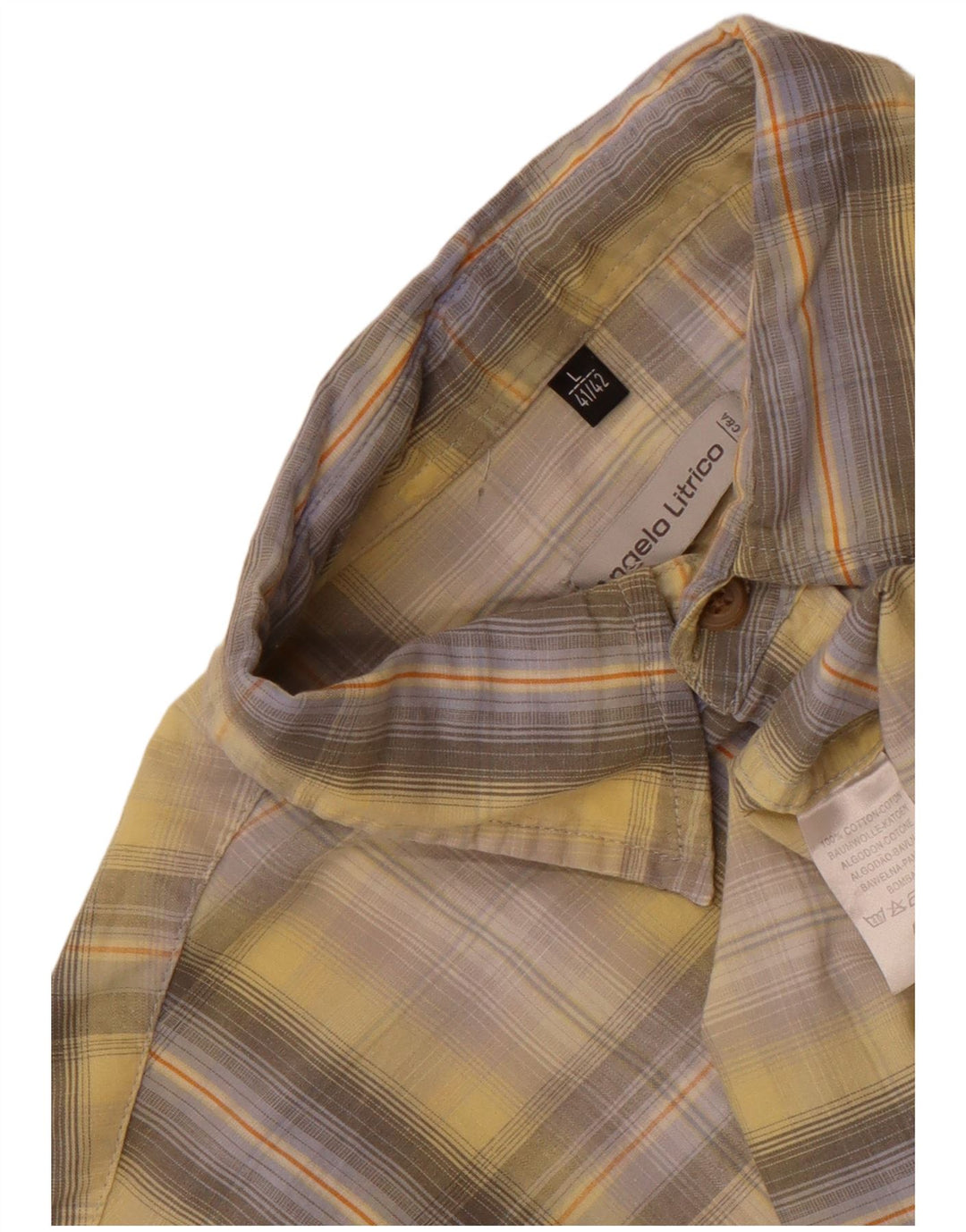 Camisa masculina Angelo Litrico tamanho 41/42 grande algodão xadrez amarelo