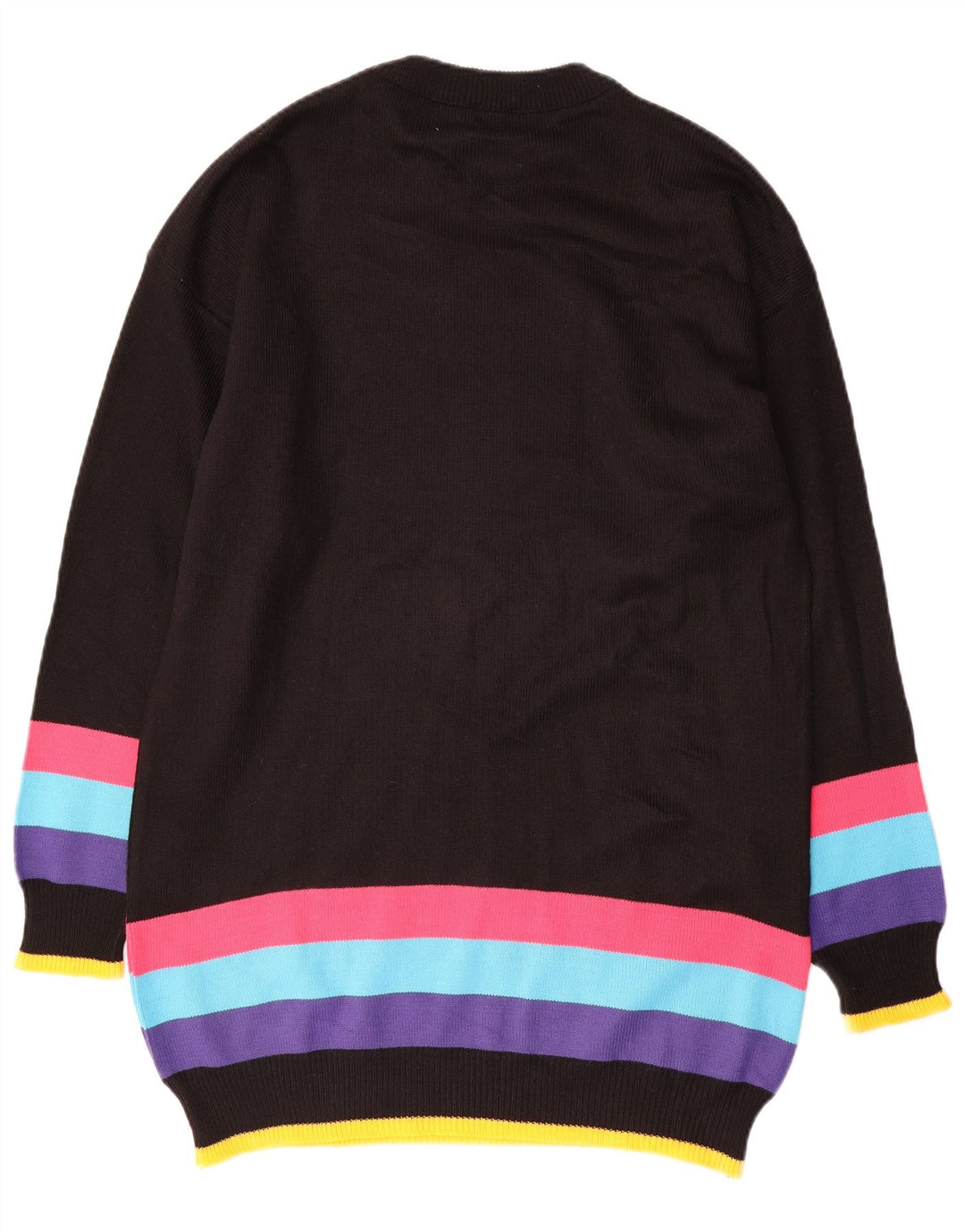 Vestido feminino VINTAGE com estampa gráfica UK 16 grande bloco colorido preto