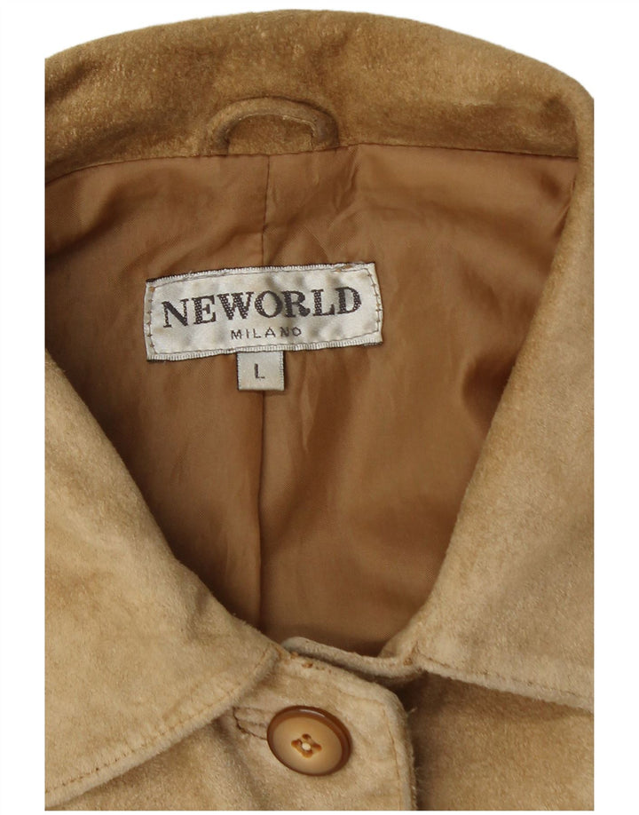 Jaqueta de camurça feminina vintage UK 16 grande bege