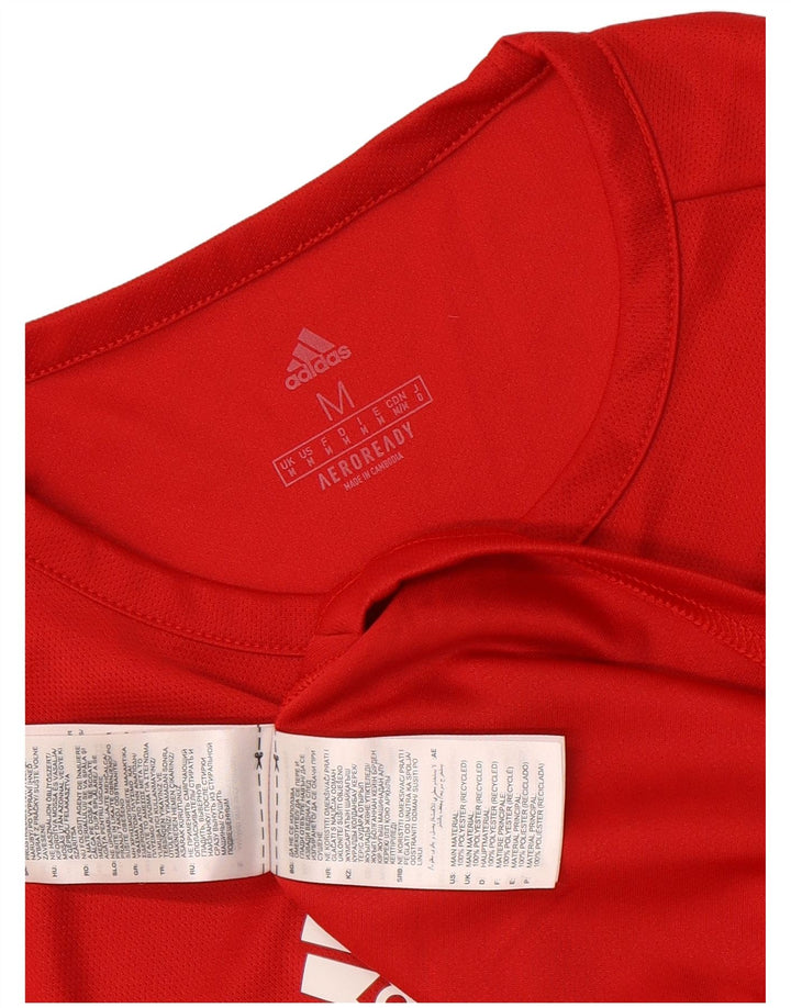 Adidas Mens Aeroready Camiseta Top Médio Vermelho Colorblock Poliéster