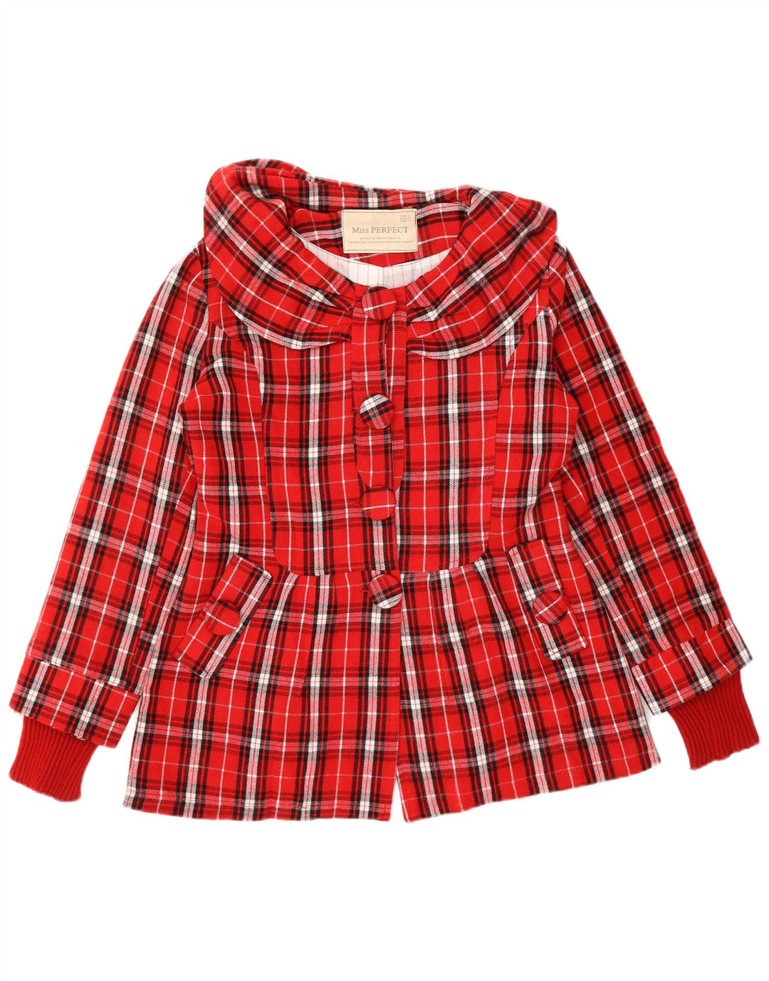 Sobretudo curto feminino vintage EU 40 xadrez vermelho médio