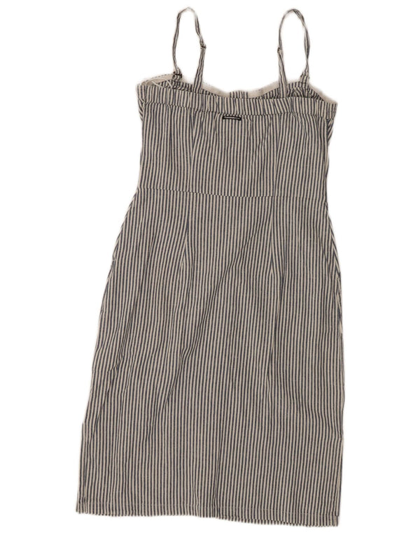 Vestido de verão feminino Superdry UK 10 pequeno algodão listrado azul marinho